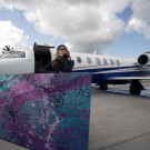 Princess Tarinan von Anhalt uses Jet blast to create incredible Jet Art