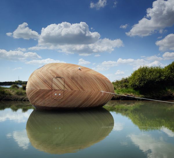 "Exbury Egg" floating wooden pod