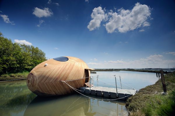 "Exbury Egg" floating wooden pod