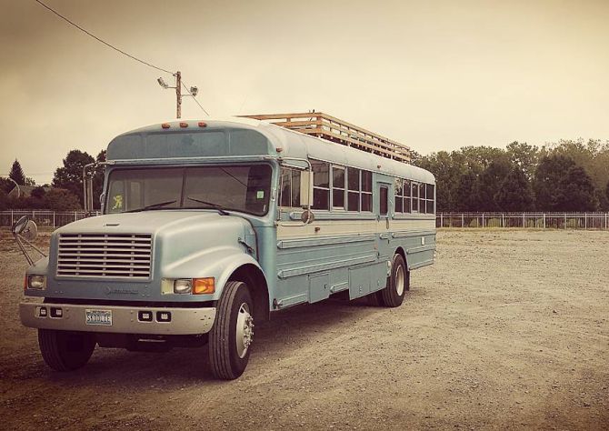 Patrick Schmidt converts school bus into motorhome