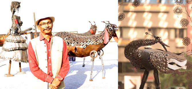 Indian artist Gopal Namjoshi turns metal waste into artistic sculptures