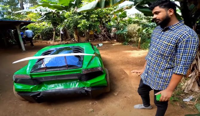 Indian guy builds Lamborghini supercar replica from scrap