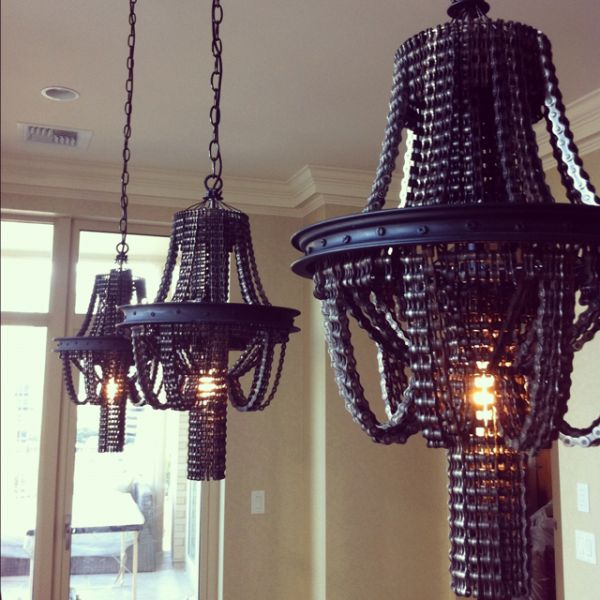 Recycled Bicycle Chandeliers