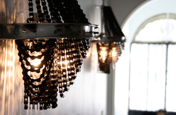 Recycled Bicycle Chandeliers