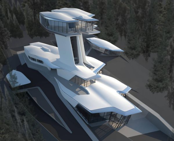 Futuristic spaceship house for Naomi Campbell