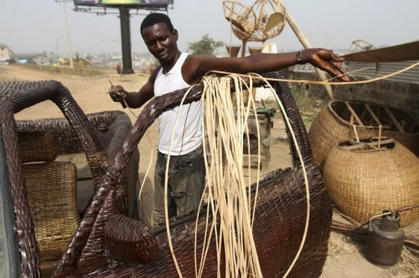 woven raffia palm cane car by Ojo Obaniyi