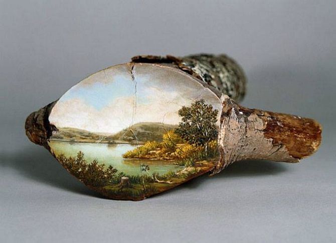 Alison Moritsugu hyper-realistic landscapes on salvaged wood