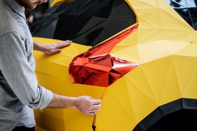 Origami Paper Sculpture of Nissan Juke