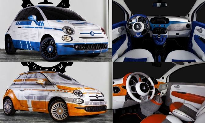 Garage Italia Customs’ Fiat 500 modeled after R2-D2 and BB-8 robots