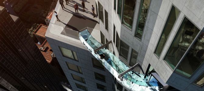Terrifying glass Skyslide hovers 1000-feet above downtown LA