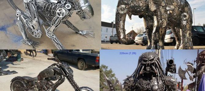 Insane scrap metal art made from recycled car parts