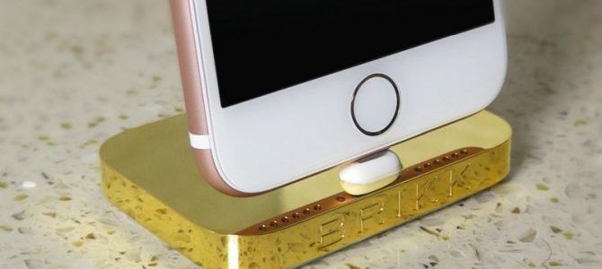 Brikk 24k gold iPhone dock charges your phone with luxury
