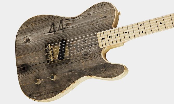 Fender-Guitar-made-from-Hollywood-Bowl-Benches