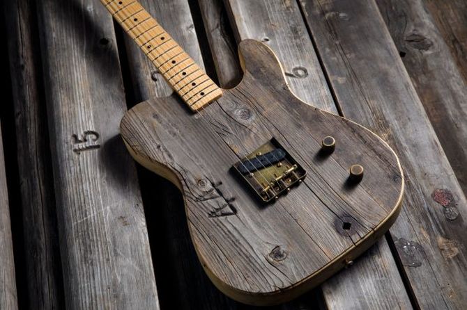 Fender-Guitar-made-from-Hollywood-Bowl-Benches