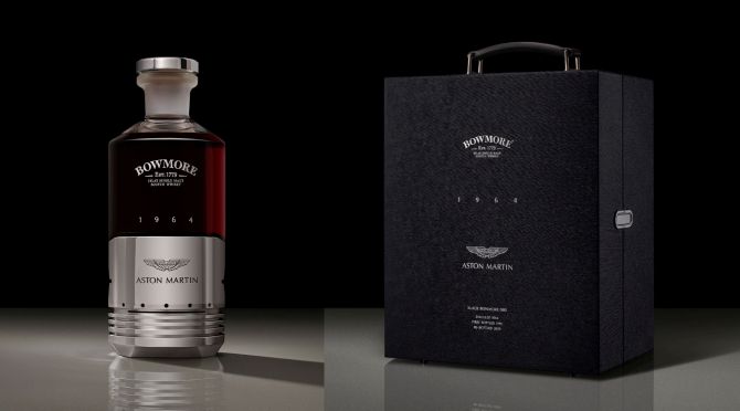Black Bowmore DB5 whisky bottle comes with Aston Martin DB5 piston