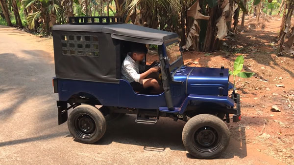 Kerala man builds miniature Mahindra Jeep replica